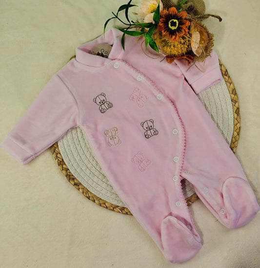 Babygrow veludo ursinhos bordados
